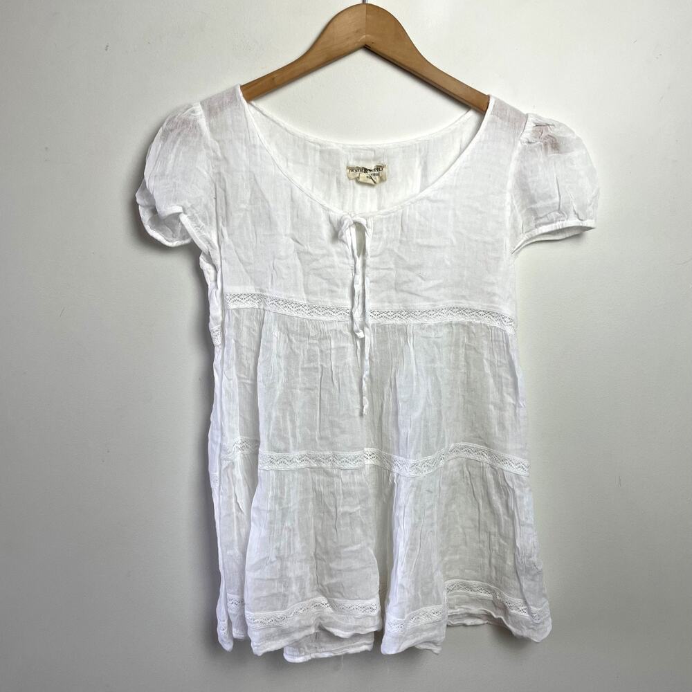Ralph Lauren Denim & Supply White Cotton Top Medium Boho Cottage Light Flowy